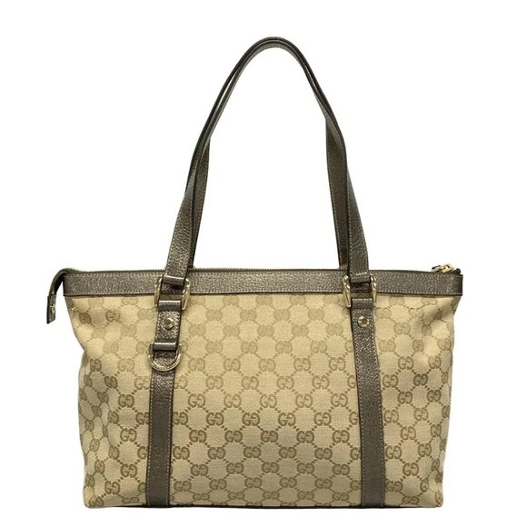 Auth GUCCI GG/Abbey 141470 Beige Light Brown Bronze Jacquard Leather - Picture 3 of 16